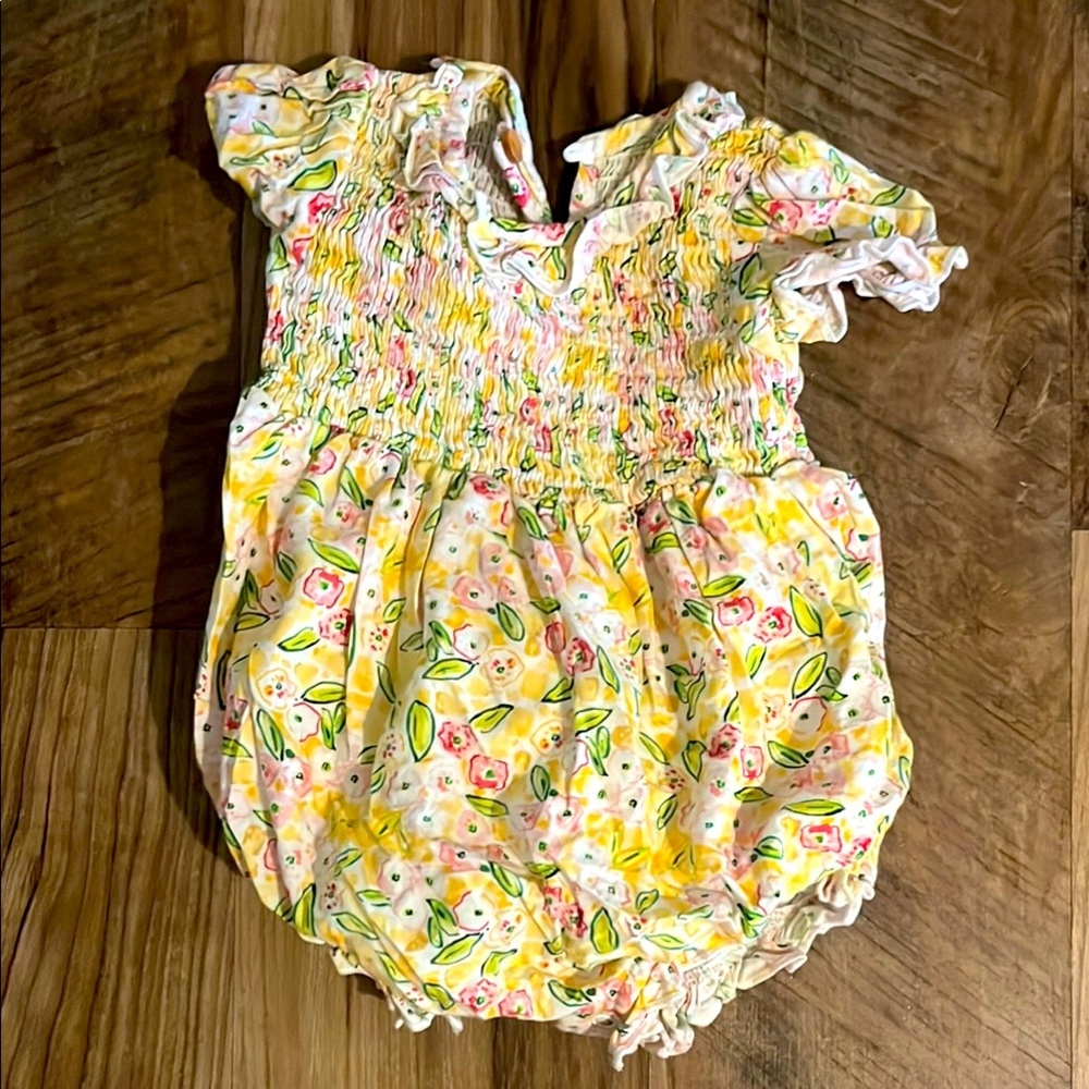 Sweet honey Floral Yellow baby bubble romper